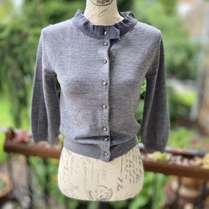 Ann Taylor cropped button down sweater